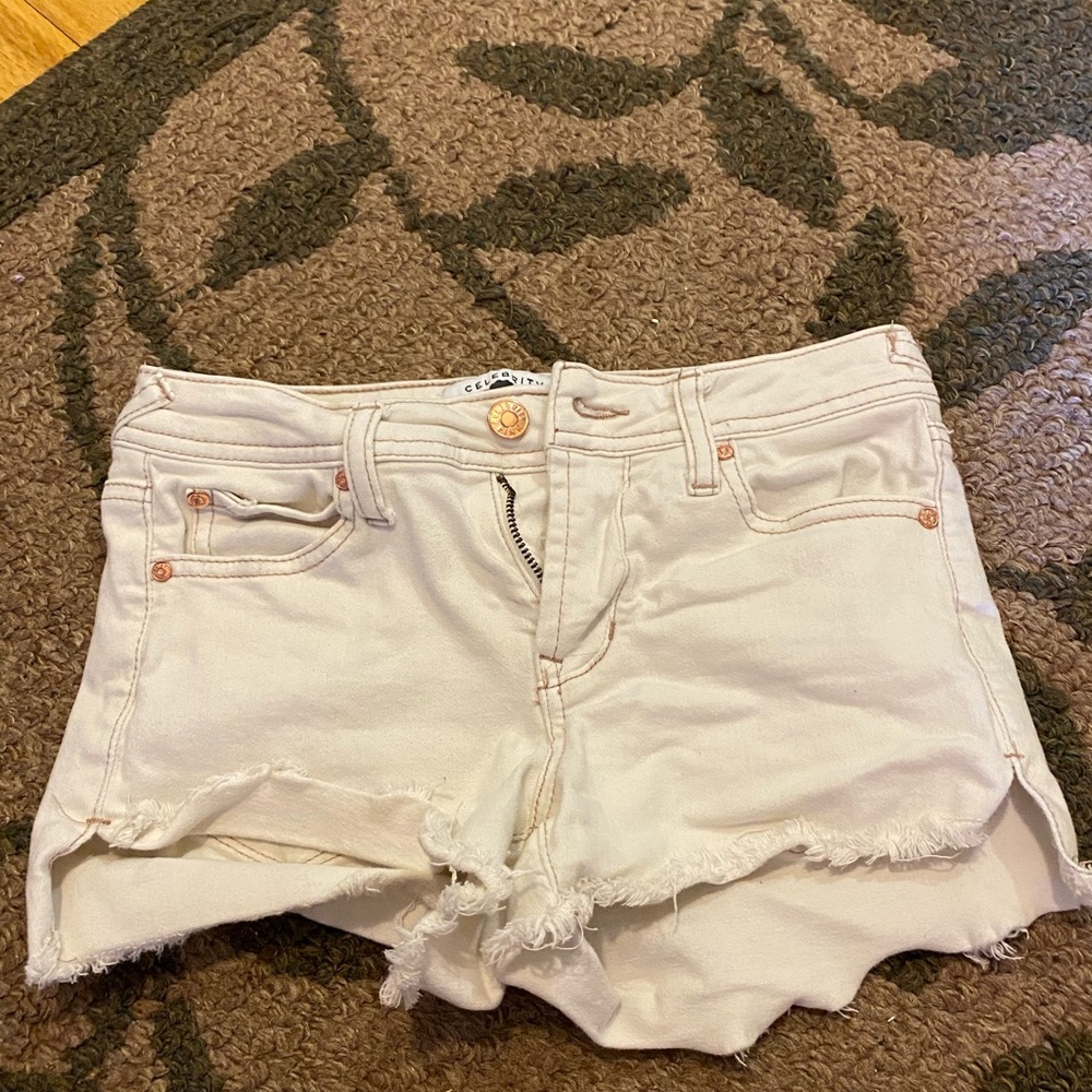 Cream jean shorts